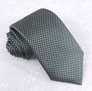 CANALI Silk Tie Green Micro Geometric Skinny 58" x 3"  Italy